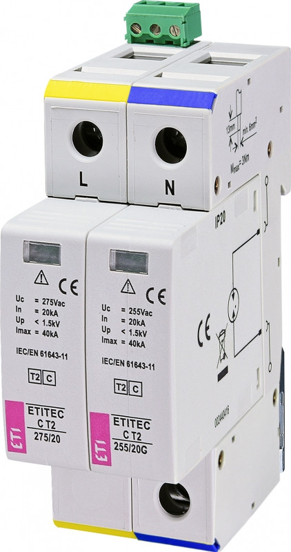 protectie supratensiuni etitec c t2 275/20 1+1 rc 002440402